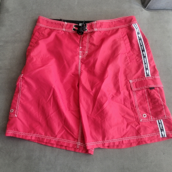 Pelagic Other - Pelagic Black Fin  Shorts Mens Size 34 Red Cargo Board Shorts Off Shore